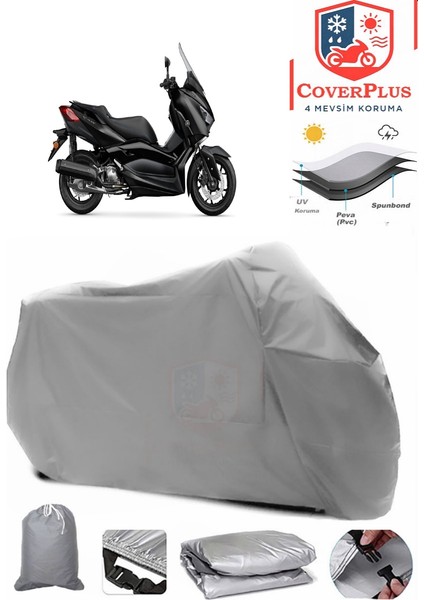 Yamaha X-Max 125 Iron Max Gri Motorsiket Brandası Motor Örtüsü Çadır Su Geçirmez Motosiklet Kılıfı Motor Brandası