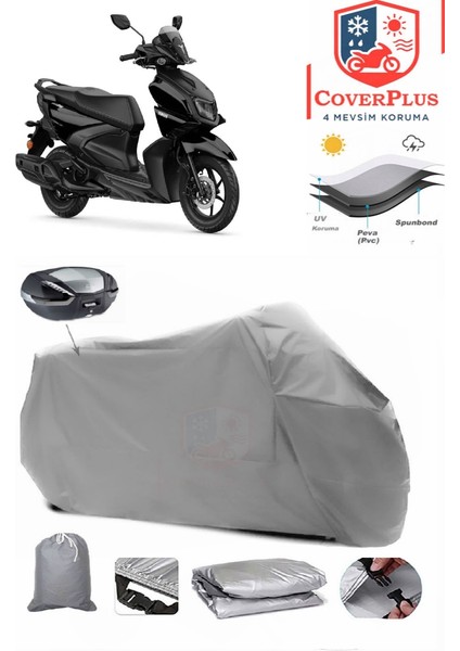 Yamaha Rayzr Arka Çanta Uyumlu (Gri) Motorsiket Brandası Motor Örtüsü Çadır Su Geçirmez Motosiklet Kılıfı Motor Brandası