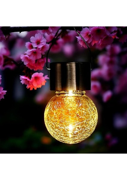 Kırık Cam Tasarımlı Güneş Enerjili Askılı LED Işık Dekor