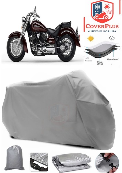 Yamaha Xvs 250 Drag Star Gri Motorsiket Brandası Motor Örtüsü Çadır Su Geçirmez Motosiklet Kılıfı Motor Brandası