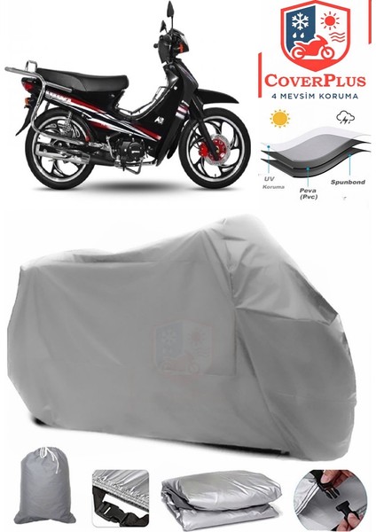 Yuki YK100-7 Pa?a Gri Motorsiket Brandası Motor Örtüsü Çadır Su Geçirmez Motosiklet Kılıfı Motor Brandası