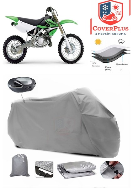 Kawasaki Kx 85 Arka Çanta Uyumlu (Gri) Motorsiket Brandası Motor Örtüsü Çadır Su Geçirmez Motosiklet Kılıfı Motor Brandası