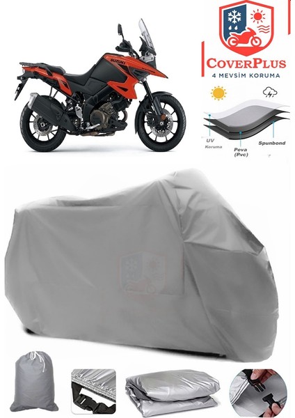 Suzuki V-Strom 1050 Gri Motorsiket Brandası Motor Örtüsü Çadır Su Geçirmez Motosiklet Kılıfı Motor Brandası