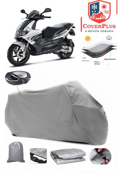 Gilera Runner 200 St Arka Çanta Uyumlu (Gri) Motorsiket Brandası Motor Örtüsü Çadır Su Geçirmez Motosiklet Kılıfı Motor Brandası