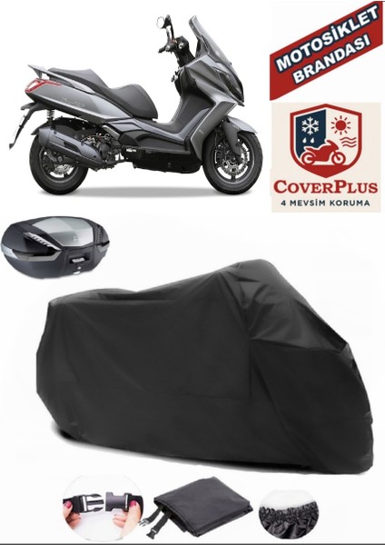 Kymco Downtown 125I Siyah Arka Çanta Uyumlu Motorsiket Brandası Motor Örtüsü Çadır Su Geçirmez Motosiklet Kılıfı Motor Brandası