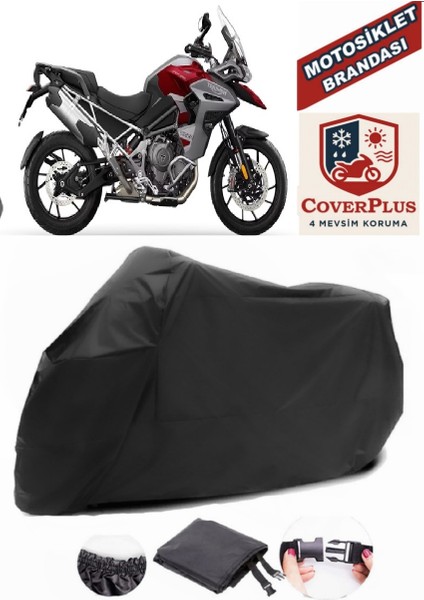 Triumph Tiger 1200 Gt Siyah Motorsiket Brandası Motor Örtüsü Çadır Su Geçirmez Motosiklet Kılıfı Motor Brandası
