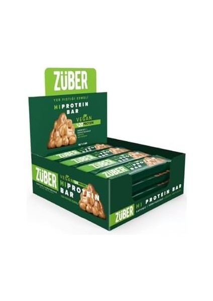 Züber Yüksek Protein Vegan Bar Fıstık Ezmeli, 45GR, 12 Adet modelleri