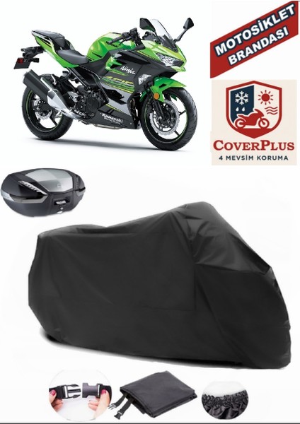 Kawasaki Ninja 400 Siyah Arka Çanta Uyumlu Motorsiket Brandası Motor Örtüsü Çadır Su Geçirmez Motosiklet Kılıfı Motor Brandası
