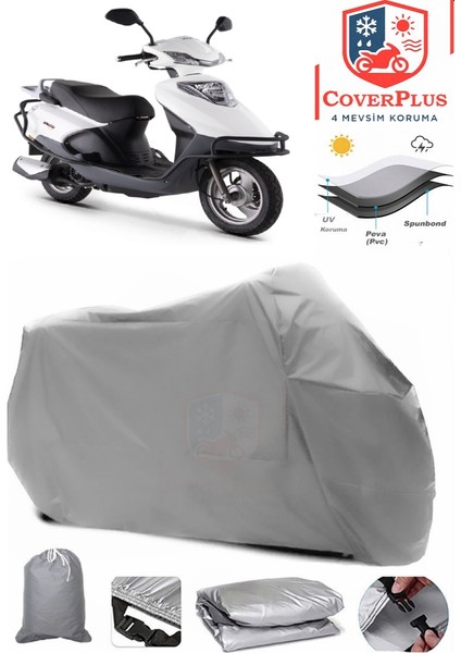 Kuba City Go Gri Motorsiket Brandası Motor Örtüsü Çadır Su Geçirmez Motosiklet Kılıfı Motor Brandası