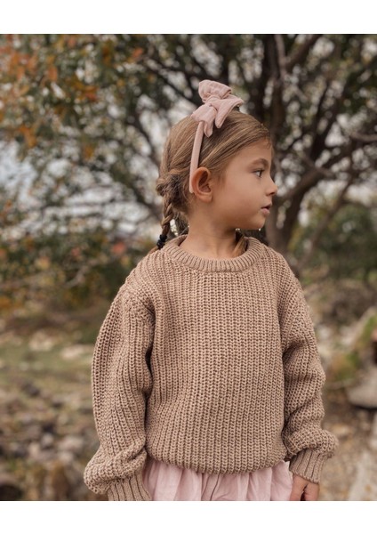 Bisiklet Yaka Selanik Triko Kazak 2-8 Yaş Vizon fırsatları