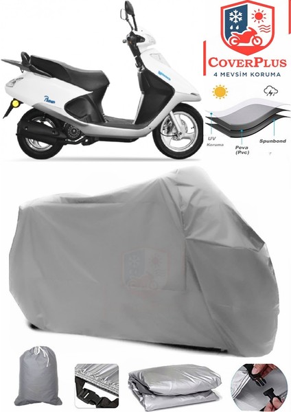 Yuki TB100T3E Picasso 100 Gri Motorsiket Brandası Motor Örtüsü Çadır Su Geçirmez Motosiklet Kılıfı Motor Brandası