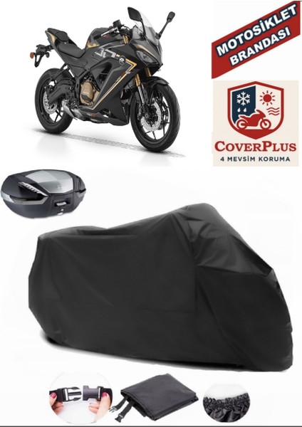Qj SRK400 Rr Siyah Arka Çanta Uyumlu Motorsiket Brandası Motor Örtüsü Çadır Su Geçirmez Motosiklet Kılıfı Motor Brandası