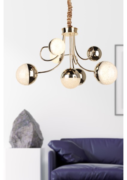 Larin Ledli 7 .li Avize Gold Kaplama