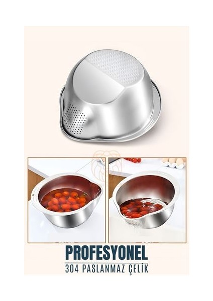 Hsnet Pirinç Süzgeci Makarna Salata Süzgeci 304 Paslanmaz Çelik Mink Design - M379R567-K28379