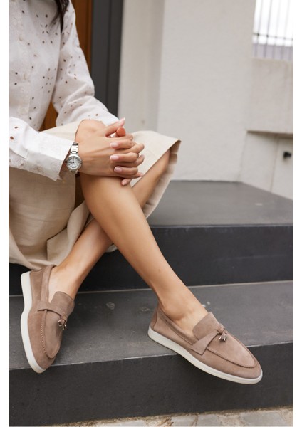 Casado Kadın Bej Gercek Suet Loafer Ayakkabi modelleri