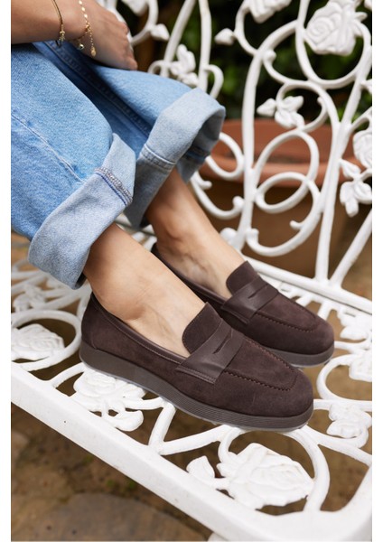 Monti Kadin Kahve Gercek Suet Loafer Ayakkabi fiyatları