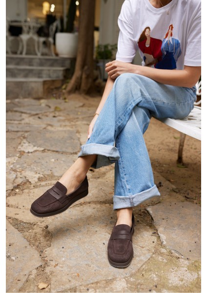 Monti Kadin Kahve Gercek Suet Loafer Ayakkabi indirimleri