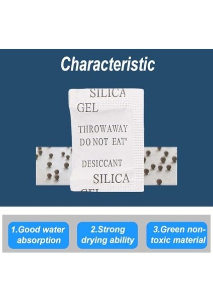 Fonyet 100 Paket Silikat Jel Torba 1 G Silikat Kurutucu Torba Silika Jel Gıda Kalitesinde Higroskopik Madde Nem Alıcı