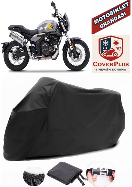 Voge 525 Acx Siyah Motorsiket Brandası Motor Örtüsü Çadır Su Geçirmez Motosiklet Kılıfı Motor Brandası