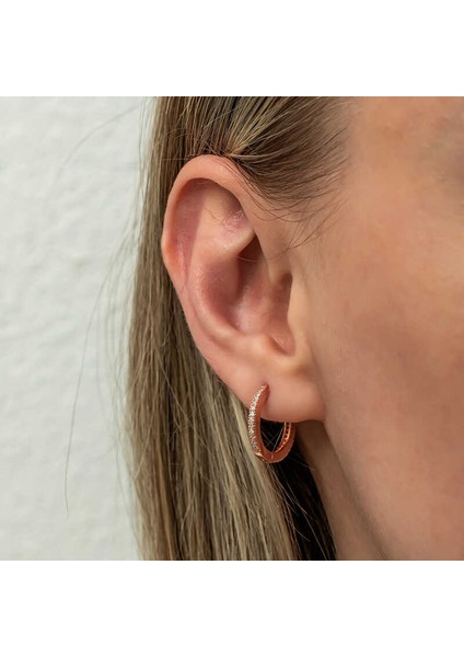 Gümüş Zirkon Taşlı Rose Oval Küpe modelleri