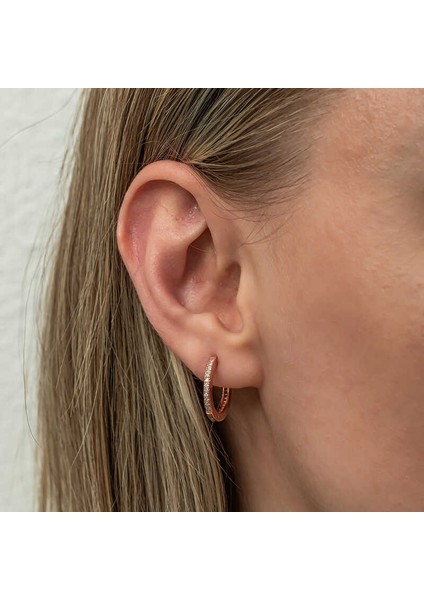 Gümüş Zirkon Taşlı Rose Oval Küpe indirimleri