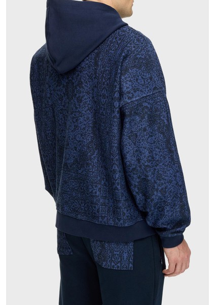 Desenli Pamuklu Regular Fit Kapüşonlu Fermuarlı Sweat Erkek Sweat LB25FWCLAMUZH modelleri