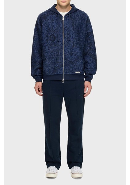 Desenli Pamuklu Regular Fit Kapüşonlu Fermuarlı Sweat Erkek Sweat LB25FWCLAMUZH fırsatları