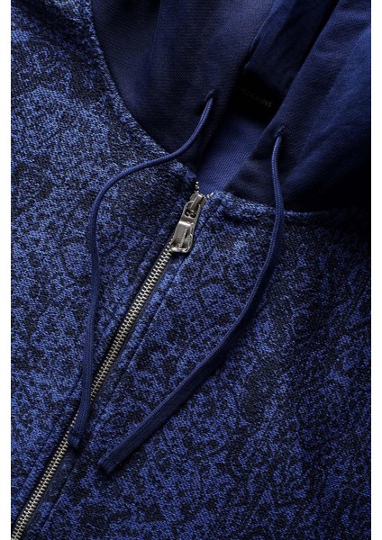 Desenli Pamuklu Regular Fit Kapüşonlu Fermuarlı Sweat Erkek Sweat LB25FWCLAMUZH