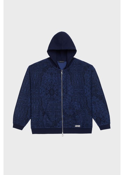 Desenli Pamuklu Regular Fit Kapüşonlu Fermuarlı Sweat Erkek Sweat LB25FWCLAMUZH