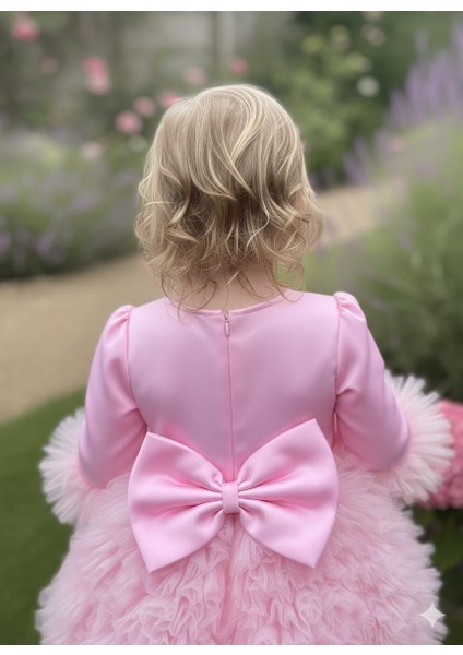 Kız Çocuk Elbise Party Balo Düğün Elbisesi Fır Fır Etek ve Kol Detaylı 1- 5 Yaş modelleri