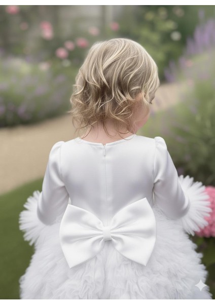 Kız Çocuk Elbise Party Balo Düğün Elbisesi Fır Fır Etek ve Kol Detaylı 1- 5 Yaş fiyatları