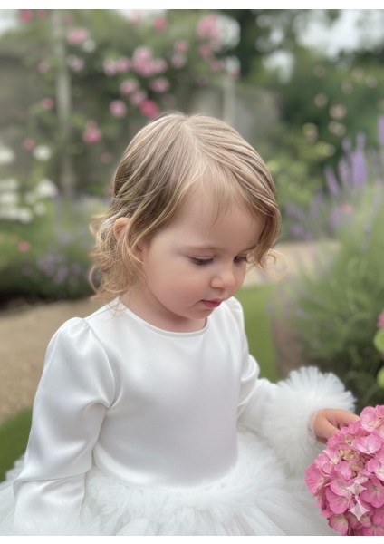 Kız Çocuk Elbise Party Balo Düğün Elbisesi Fır Fır Etek ve Kol Detaylı 1- 5 Yaş modelleri