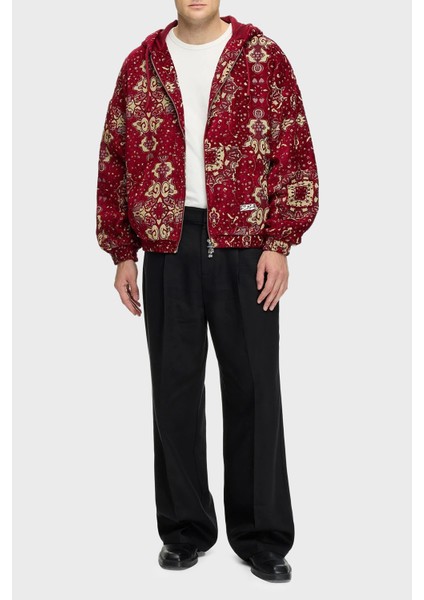 Desenli Pamuklu Regular Fit Kapüşonlu Fermuarlı Sweat Erkek Sweat LB25FWCLAMUZH fiyatları