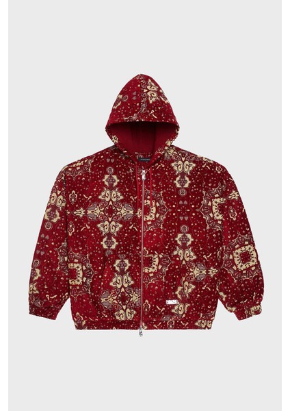 Desenli Pamuklu Regular Fit Kapüşonlu Fermuarlı Sweat Erkek Sweat LB25FWCLAMUZH