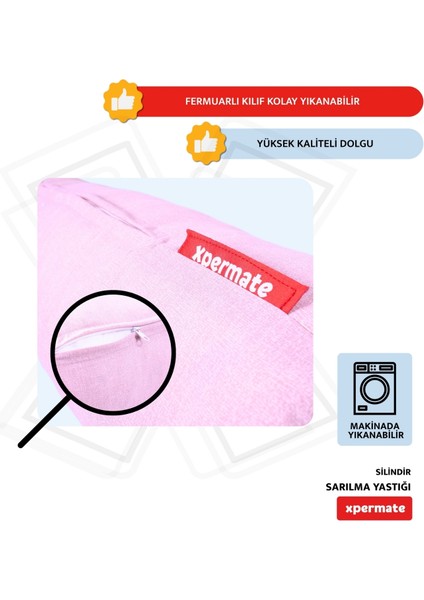 Sarılma Yastığı , Uyku Yastığı , Bacak Arası Yastığı Silindir Pembe