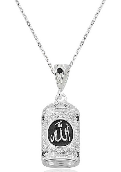 Gümüş Allah Yazılı Cevşen Duası Kadın Kolye