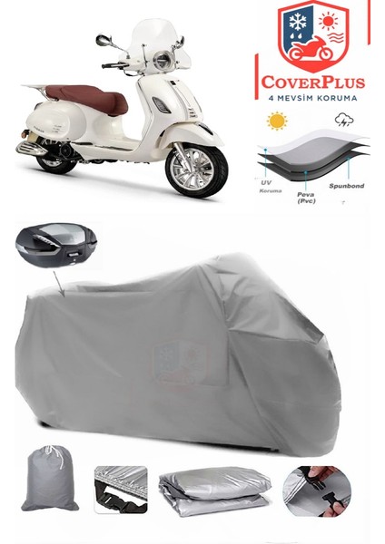 Rks Pride 125 Arka Çanta Uyumlu (Gri) Motorsiket Brandası Motor Örtüsü Çadır Su Geçirmez Motosiklet Kılıfı Motor Brandası