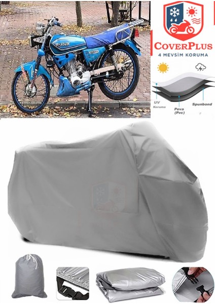 Haojin Sunny 125T Gri Motorsiket Brandası Motor Örtüsü Çadır Su Geçirmez Motosiklet Kılıfı Motor Brandası