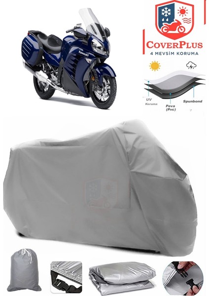 Kawasaki Gtr 1400 Gri Motorsiket Brandası Motor Örtüsü Çadır Su Geçirmez Motosiklet Kılıfı Motor Brandası