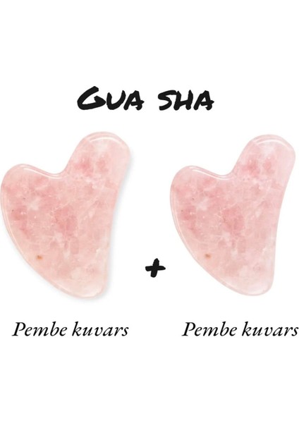 Pembe Kuvars Gua Sha Masaj Taşı 2 Adet