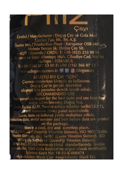 Doğuş Çay No:53 Karadeniz Siyah Filiz 1000 gr