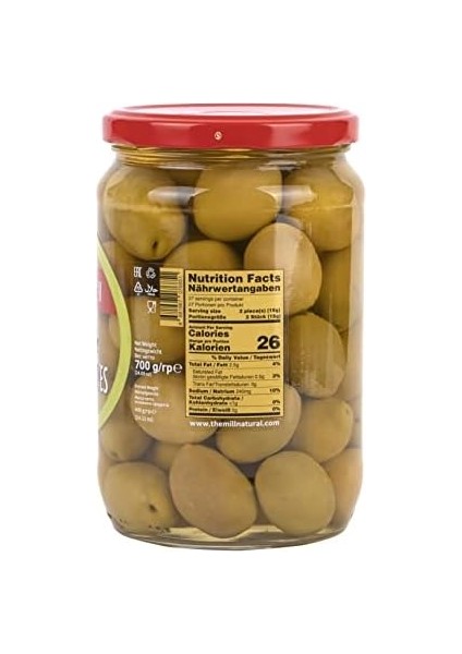 The Mill Kokteyl Yeşil Zeytin 700 G Cam Kavanoz - 6xl-5xl (111-140 Adet/kg) - Çekirdekli - Salamura - Kuzey Ege Bölgesi Zeytinleri - Antioksidanca Zengin - Yüksek Miktarda E Vitamini modelleri