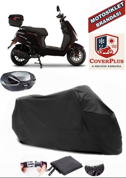 Falcon Techno 125 Efı Siyah Arka Çanta Uyumlu Motorsiket Brandası Motor Örtüsü Çadır Su Geçirmez Motosiklet Kılıfı Motor Brandası