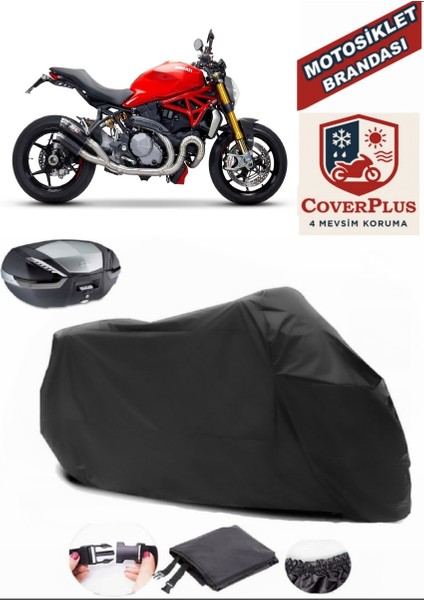 Ducati Monster 1200 Siyah Arka Çanta Uyumlu Motorsiket Brandası Motor Örtüsü Çadır Su Geçirmez Motosiklet Kılıfı Motor Brandası
