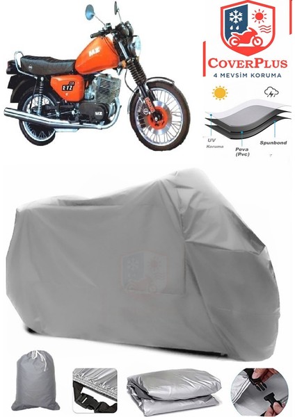 Mz Etz 251 Gri Motorsiket Brandası Motor Örtüsü Çadır Su Geçirmez Motosiklet Kılıfı Motor Brandası