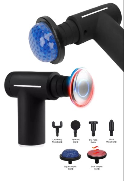 Sıcak ve Soğuk Masaj Tabancası - Şarjlı Isıtmalı Masaj Cihazı - Sporcu Masaj Aleti