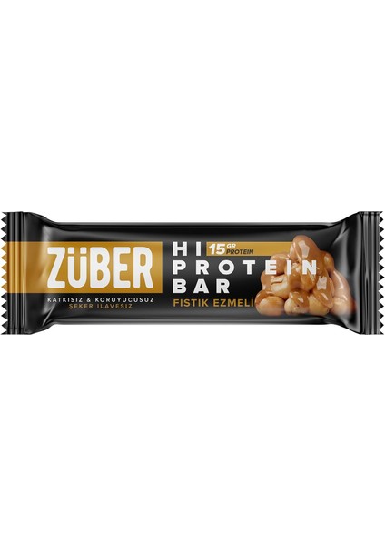 Züber Şeker Ilavesiz Fıstık Ezmeli 45 gr 12LI Yüksek Protein Bar