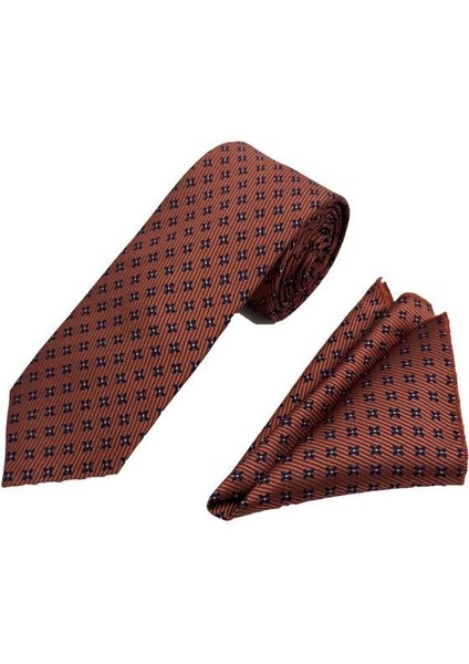 Taba Lacivert Desenli Kravat ve Mendil Set modelleri