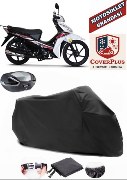 Rks Next 50 Siyah Arka Çanta Uyumlu Motorsiket Brandası Motor Örtüsü Çadır Su Geçirmez Motosiklet Kılıfı Motor Brandası