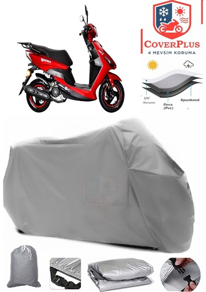 Yuki Casper S 50 Gri Motorsiket Brandası Motor Örtüsü Çadır Su Geçirmez Motosiklet Kılıfı Motor Brandası